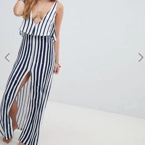 ASOS DESIGN brushed stripe layer maxi jersey beach